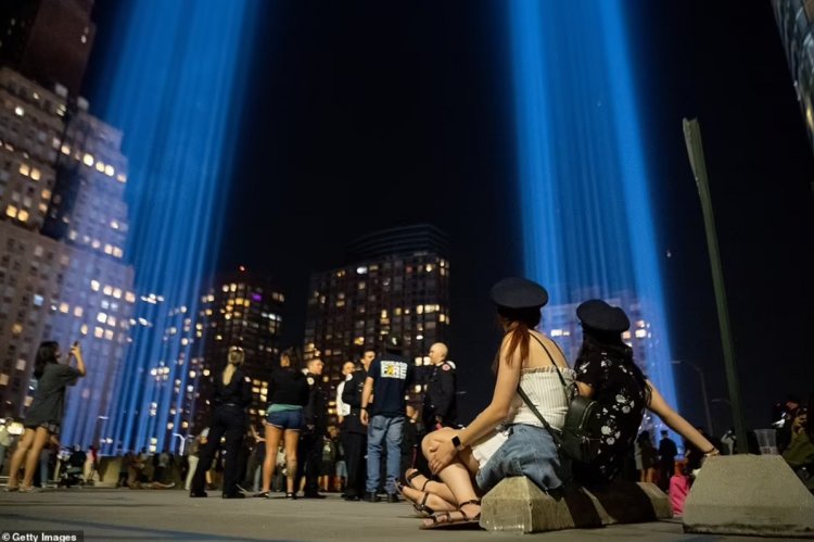 Twin beams of light in the sky echo shape of Twin Towers on 9/11 anniversary