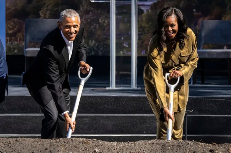 Barack and Michelle Obama break ground on presidential library in Chicago