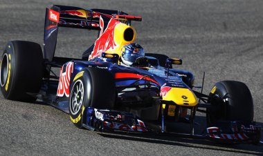 Red Bull Racing's RB7 car parades around the Big Apple