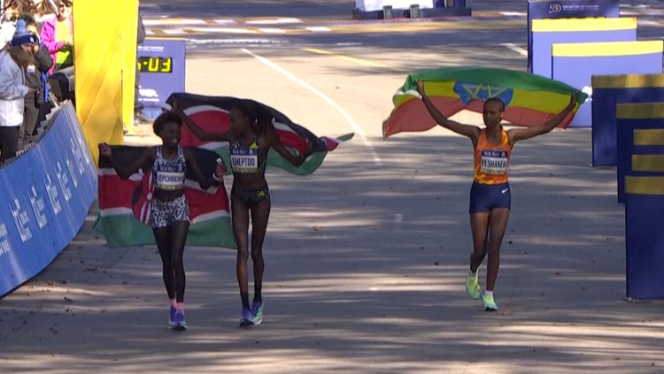 Kenyans Korir, Jepchirchir win New York Marathon titles