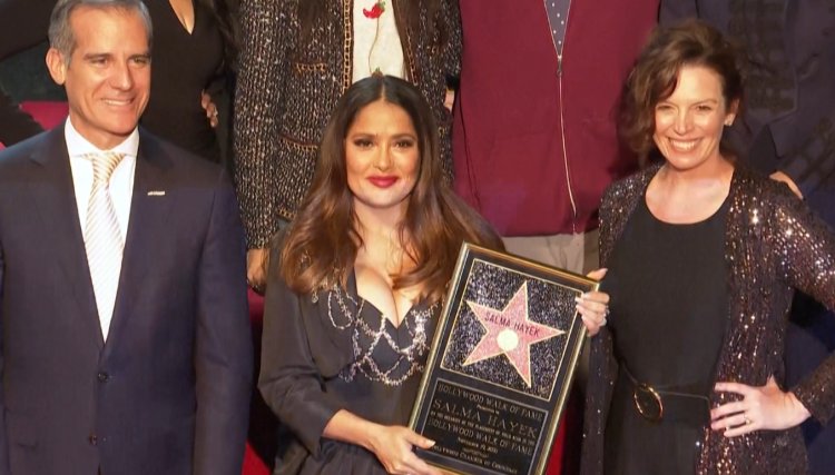 A star on the Hollywood Walk of Fame honoring Salma Hayek