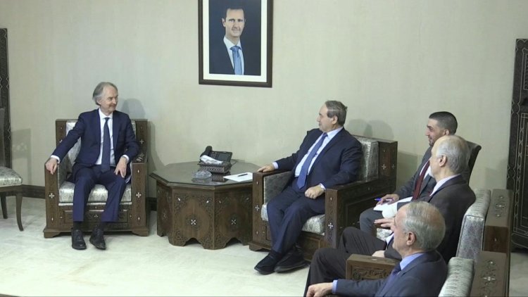 UN envoy Pederson meets Syrian FM Mekdad in Damascus