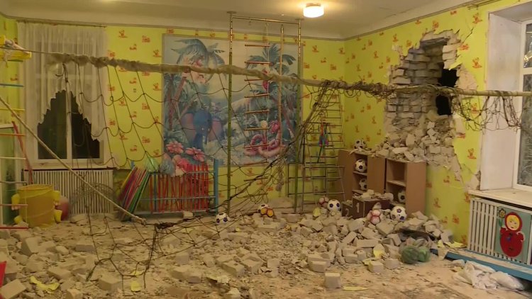 Witnesses reel after Ukraine kindergarten shelling