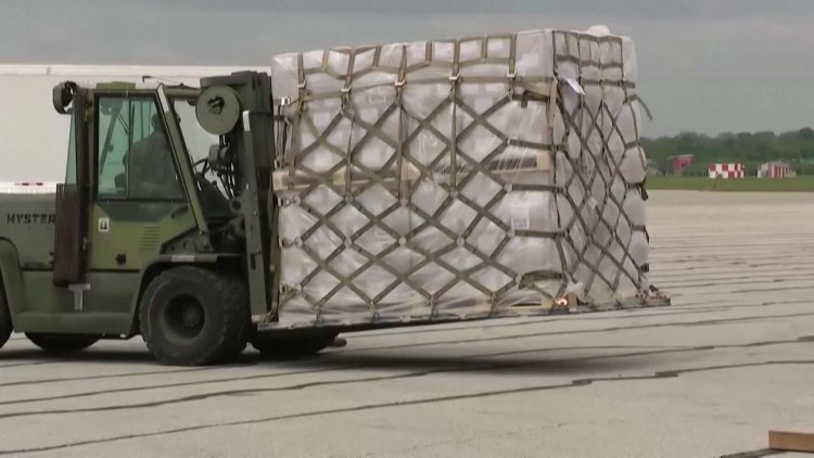 US flight brings tons of needed baby formula from Germany
