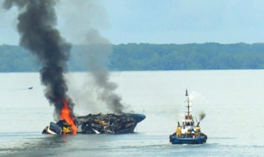 Burned Venezuelan-flagged vessel
