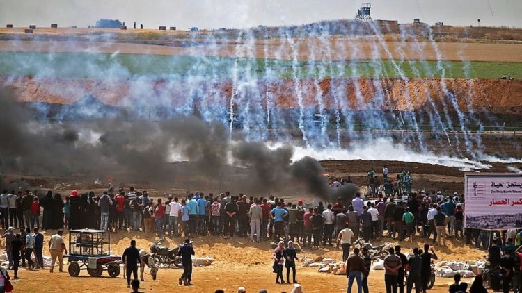 Palestinians protest near Israel-Gaza border