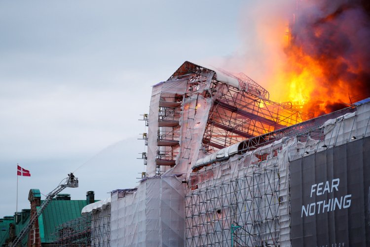 Historic Copenhagen Spire Engulfed in Fire