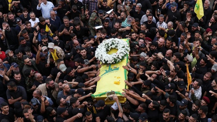 Mourners gather for Hezbollah member's funeral