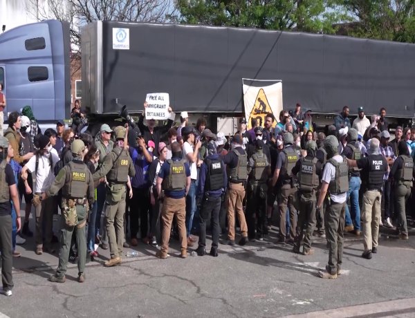 Protesters clash with ICE agents in Newark