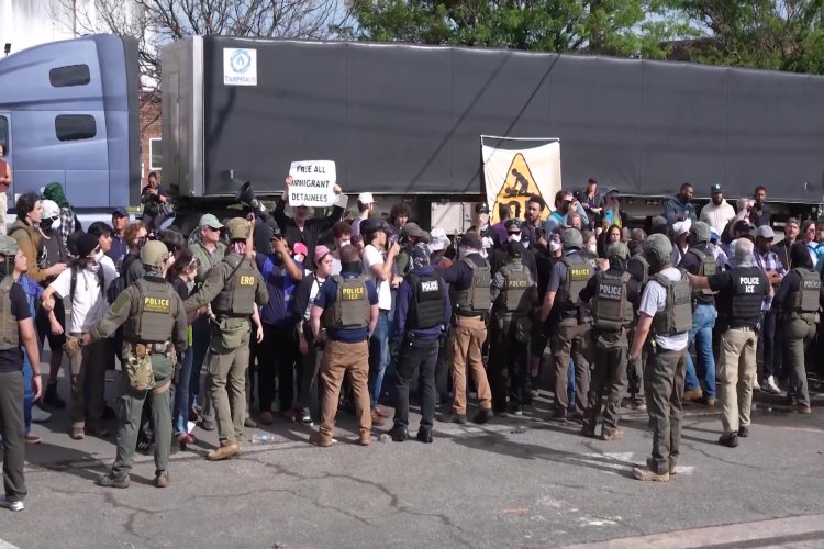 Protesters clash with ICE agents in Newark