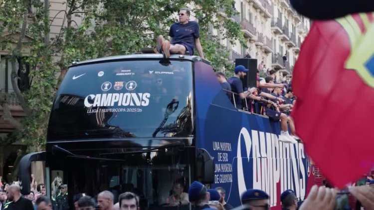 Barcelona celebrate La Liga triumph