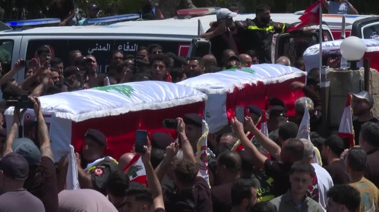Mourners honor rescuers killed in Lebanon