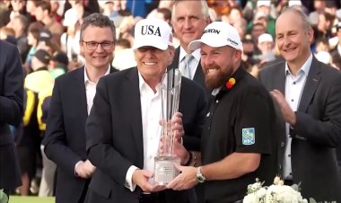 Lowry wins Irish Open, Trump presents trophy