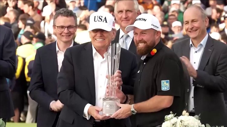 Lowry wins Irish Open, Trump presents trophy